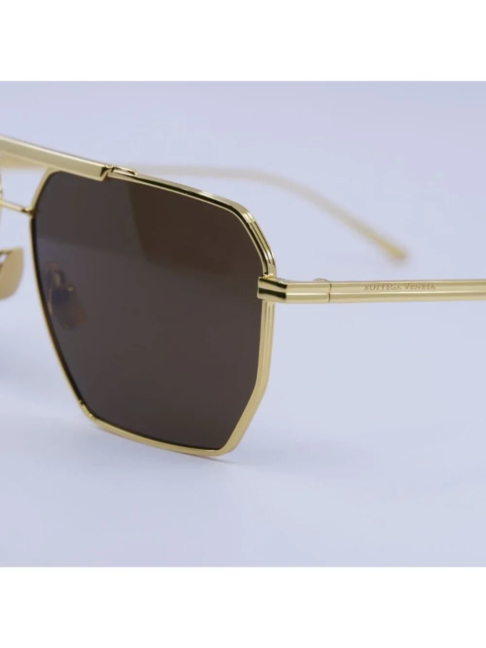 Bottega Veneta BV1012S 003 Sunglasses Gold Aviator Frame, Brown Lenses
